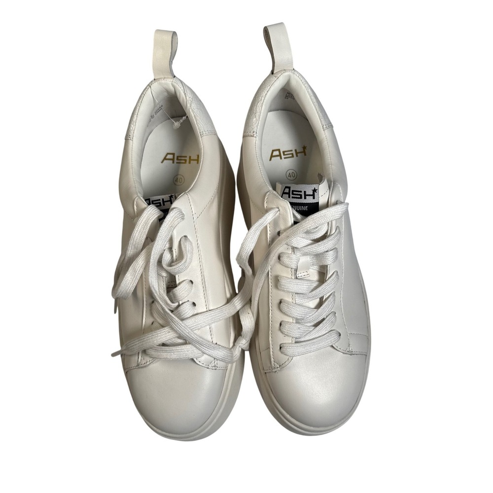 Ash Moby Platform Sneaker Women Size 40 White Leather Low Top Trainers NEW - Picture 12 of 16